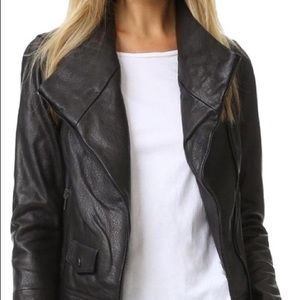 NEW Vince $1095 Oversized Collar Leather Moto Jacket*Black*Size Small